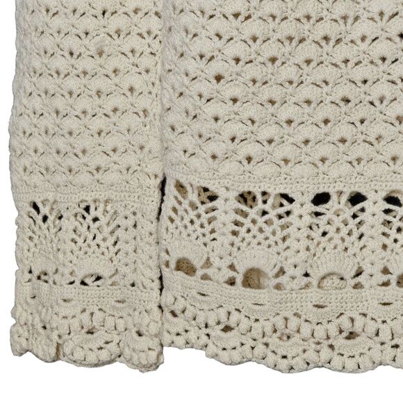 Lauren Ralph Lauren Petite Exclusive Handknitted Cream Crochet Button Cardigan S - Picture 6 of 10